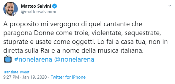 salvini troie sanremo giletti -1