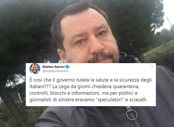 Le fregnacce di Salvini per fare sciacallaggio sul Coronavirus in Italia article-post