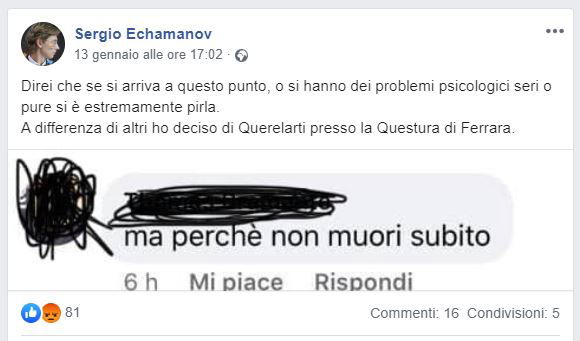 Sergio Echamanov e la denuncia a Salvini preview