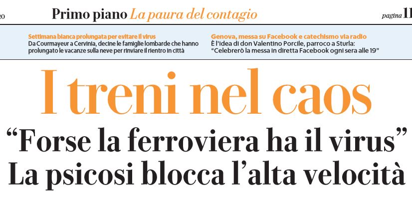 La ferroviera sta male: l’Alta Velocità si blocca per il Coronavirus article-post