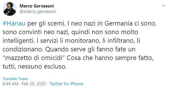 Marco Gervasoni e il complotto della Merkel dietro la strage neonazista di Hanau article-post