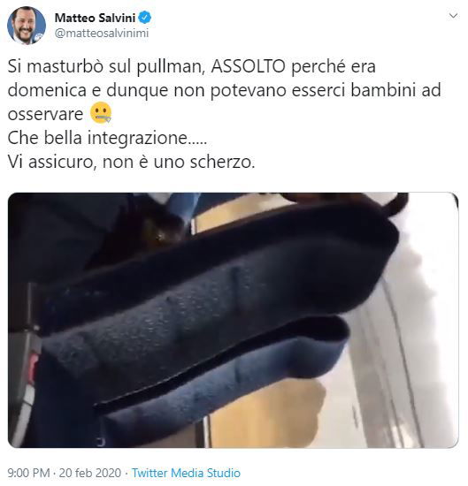 Matteo Salvini e il video dell’immigrato che si masturba in pullman article-post