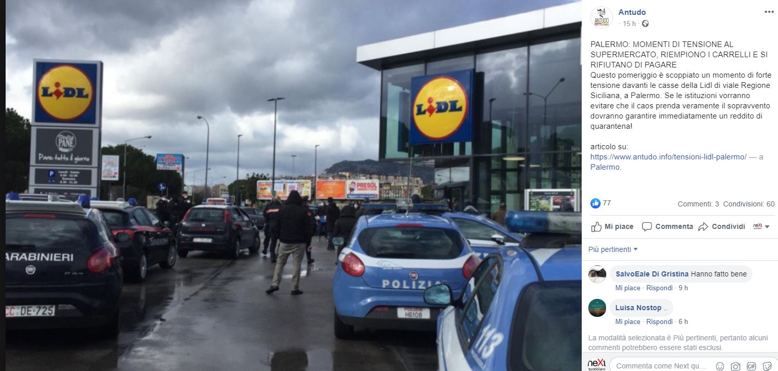 assalto supermercato lidl palermo