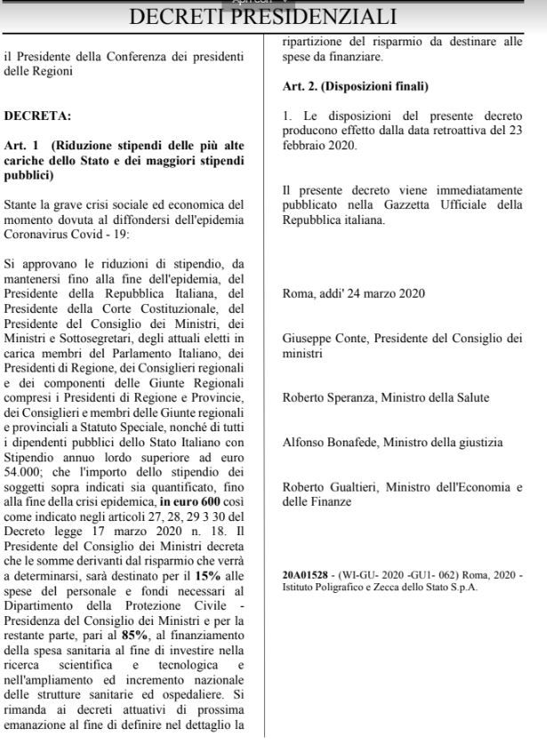 bufala 600 euro alte cariche dello stato 2