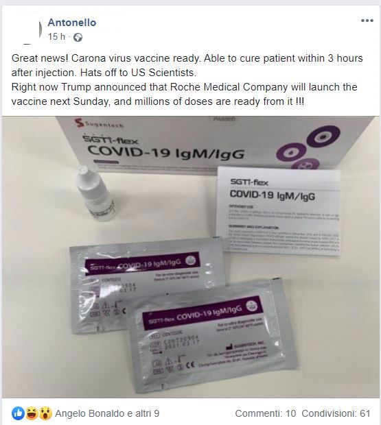 La bufala del vaccino di Roche per il Coronavirus e dell’annuncio di Trump article-post