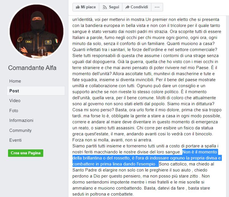 comandante alfa pagliaccio golpista coronavirus 3