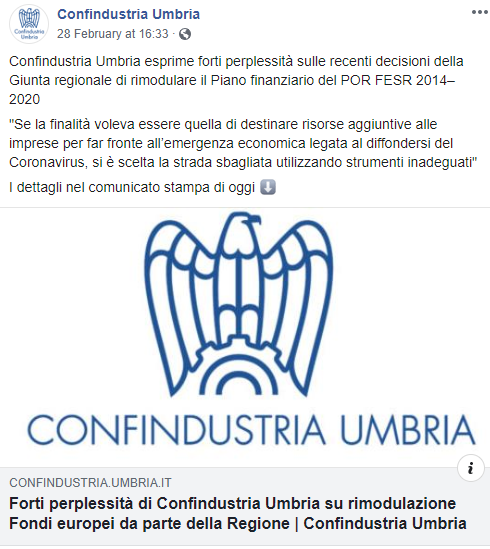 confindustria umbria por fesr fondi tesei coronavirus -1