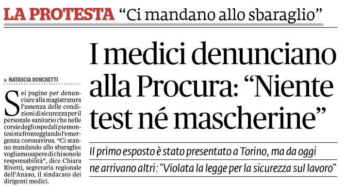 Coronavirus, la denuncia dei medici: mancano i test e le mascherine article-post