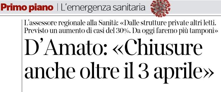 emergenza coronavirus 25 marzo 3 aprile