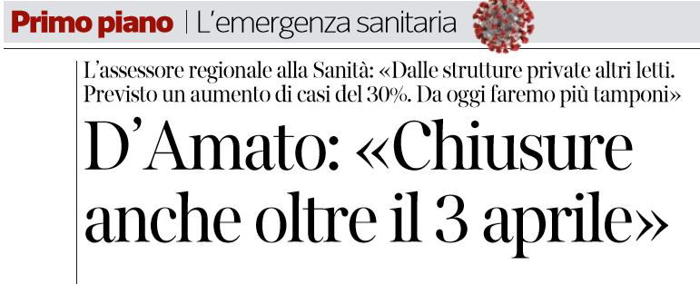 Emergenza Coronavirus: le chiusure oltre il 3 aprile nel Lazio article-post