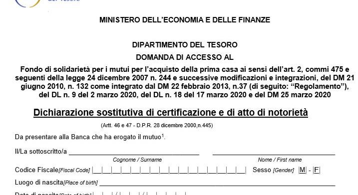 fondo gasparrini di solidarietà mutui