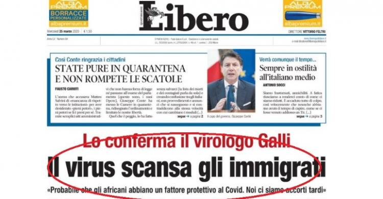 libero coronavirus scansa gli immigrati