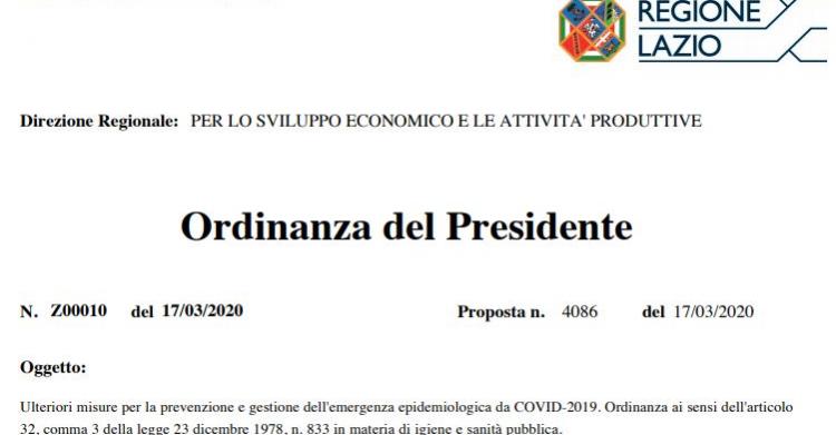 ordinanza negozi regione lazio 2