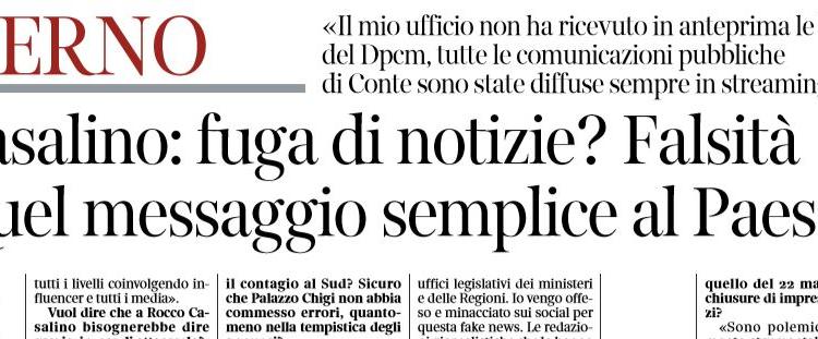 rocco casalino bozza dpcm