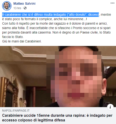 salvini carabiniere napoli russo ucciso - 2