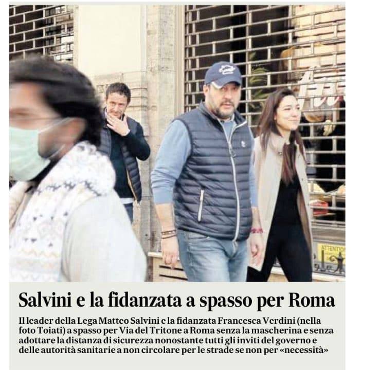 La foto di Matteo Salvini e Francesca Verdini a spasso per Roma durante la quarantena per il Coronavirus article-post