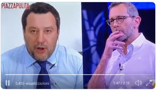 La faccia di Salvini quando rivede il video in cui chiedeva di Riaprire tutto a Piazzapulita article-post