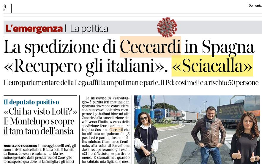 «Susanna Ceccardi in Spagna? Sciacalla del Coronavirus» article-post