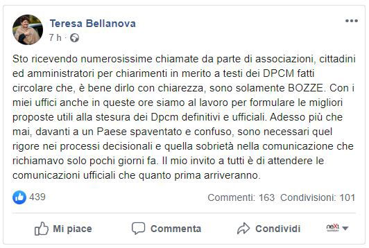 Teresa Bellanova furiosa per l’uscita della bozza del decreto Coronavirus article-post