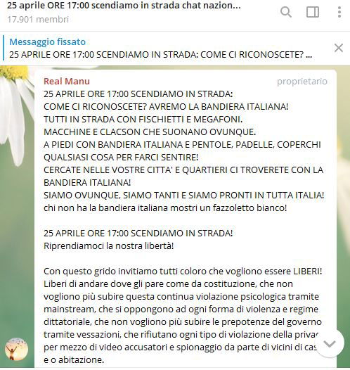 «25 aprile ore 17 scendiamo in strada»: la rivolta corre su Telegram article-post