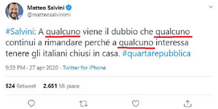 Salvini vuole mandare la gente in piazza con le mascherine anche se questo viola il “suo” decreto? preview