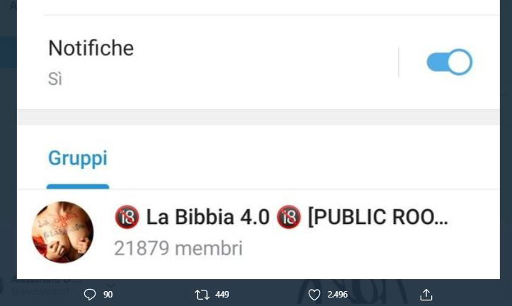 La denuncia per gli admin dei canali Telegram La Bibbia 5.0 e Stupro tua sorella article-post