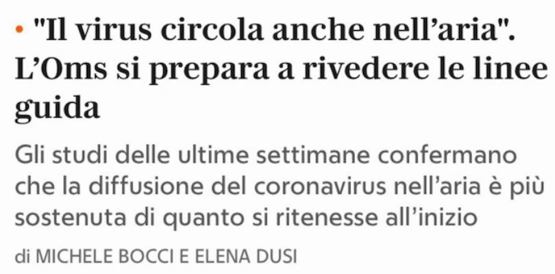 Il Coronavirus nell’aria e le mascherine per tutti preview
