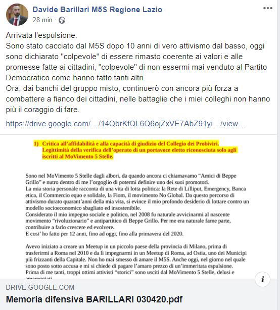 L’espulsione di Davide Barillari dal M5S article-post
