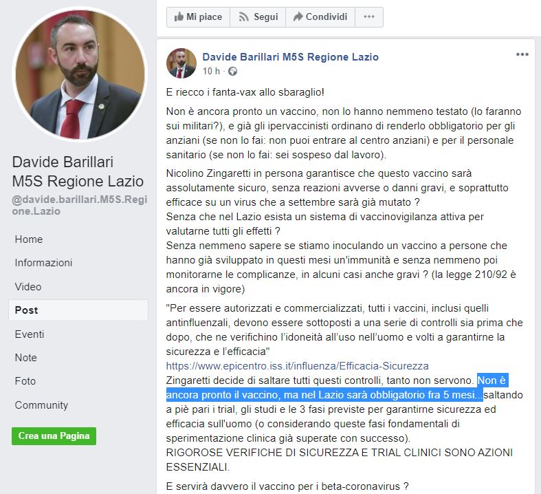 Barillari ha appena trovato il vaccino per il Coronavirus (no, anzi, ha solo capito male) article-post