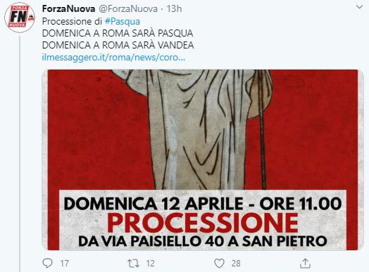 Forza Nuova e la processione di Pasqua che sfida i divieti sul Coronavirus article-post