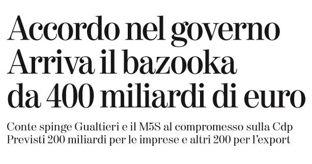 governo 400 miliardi di euro