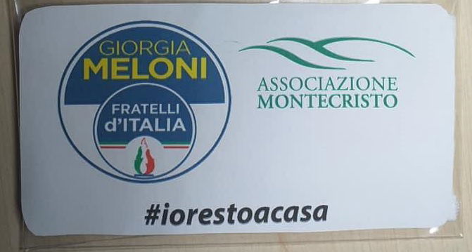 Le mascherine con il simbolo di Fratelli d’Italia in omaggio a Gaeta preview