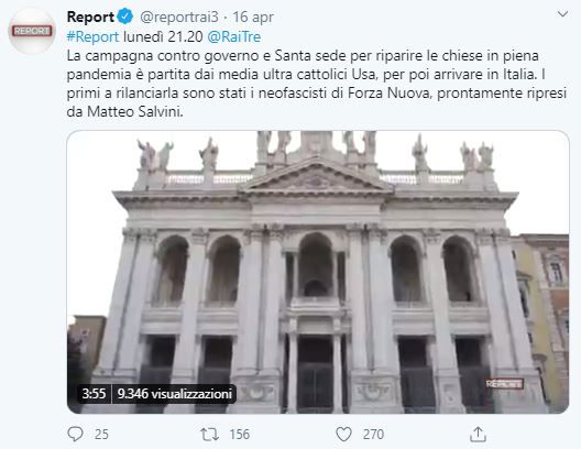 Report e la campagna “chiese aperte” contro Bergoglio da Forza Nuova a Salvini preview
