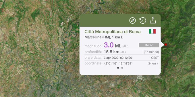 terremoto roma oggi 3 aprile 2020