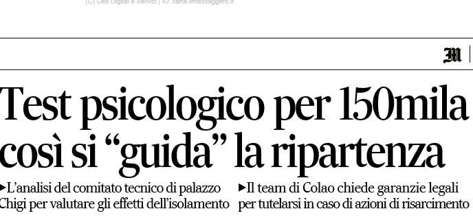 Il Messaggero e il test psicologico sulla quarantena article-post
