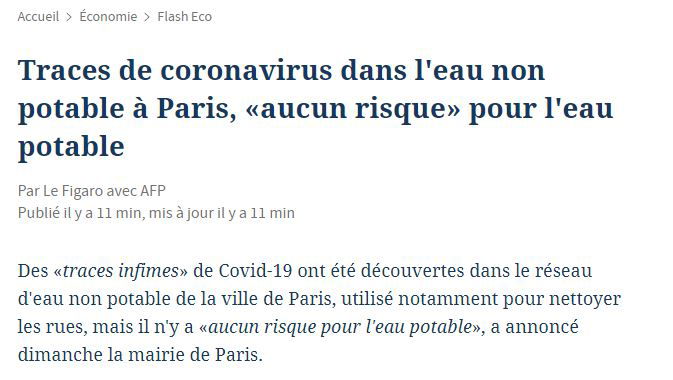 La storia delle tracce di Coronavirus nell’acqua non potabile a Parigi (ma l’OMS dice che…) article-post