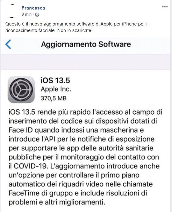 aggiornamento software apple iphone