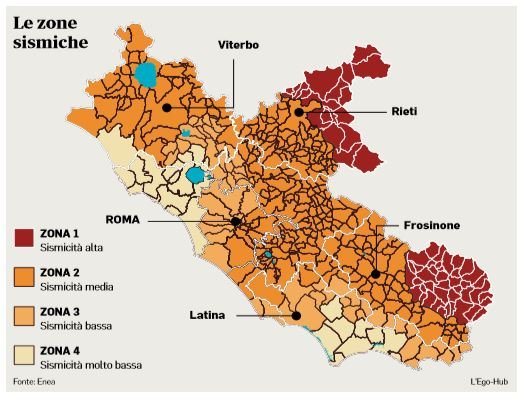 mappa zone sismiche roma lazio