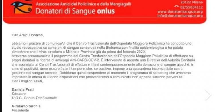 policlinico milano test sangue