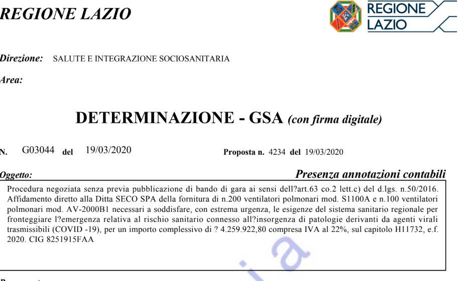 La strana storia dei ventilatori polmonari della Regione Lazio comprati ma inutilizzabili article-post