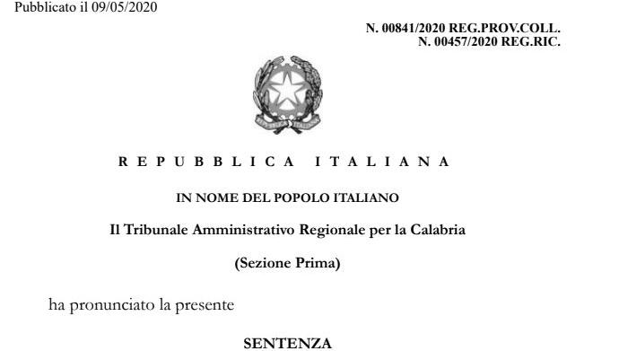 sentenza tar calabria santelli governo