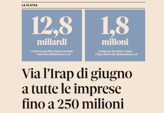 stop irap giugno imprese