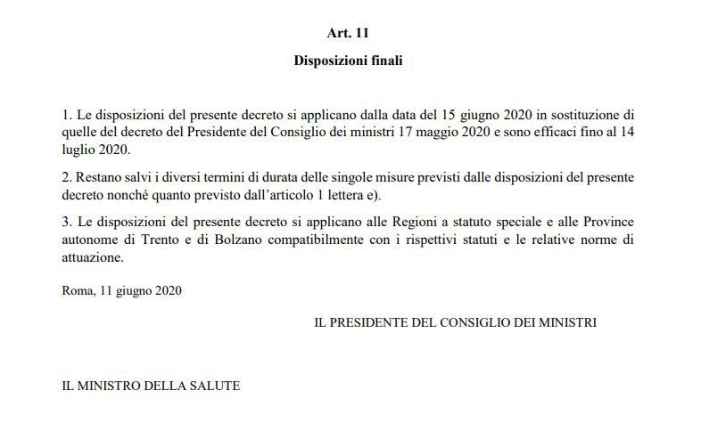 Cosa si può fare dal 15 giugno: il DPCM della Fase 3 di Conte article-post