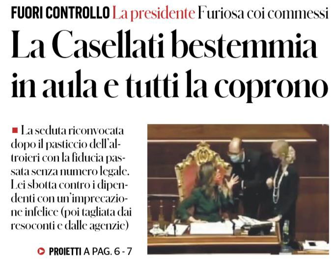 Il Fatto e la Casellati che bestemmia in aula preview