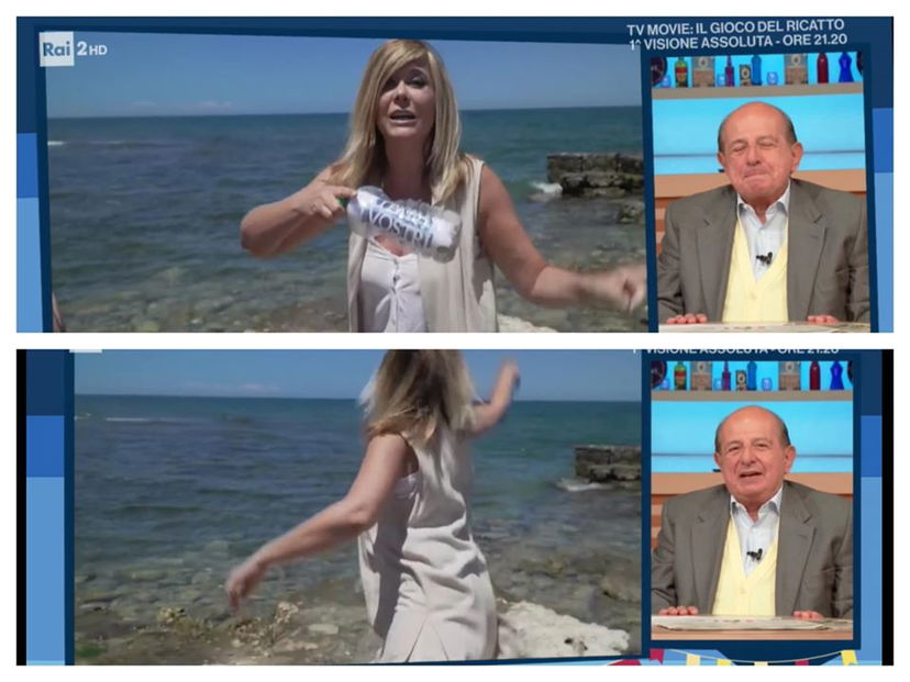 La figuraccia dell’inviata dei Fatti Vostri che butta una bottiglia di bioplastica in mare preview