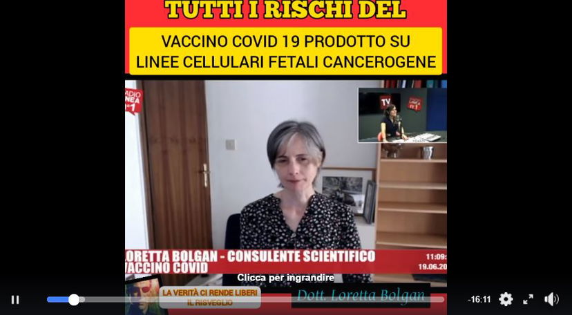 Loretta Bolgan e il vaccino per COVID-19 “prodotto su linee cellulari fetali cancerogene” preview