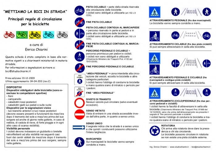 regole circolazione biciclette