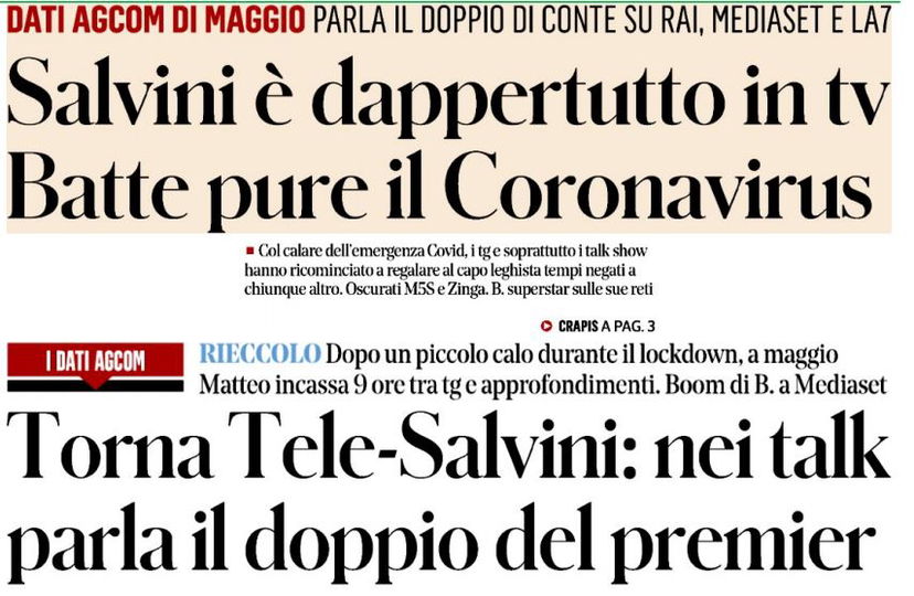 Salvini in tv batte pure il Coronavirus article-post