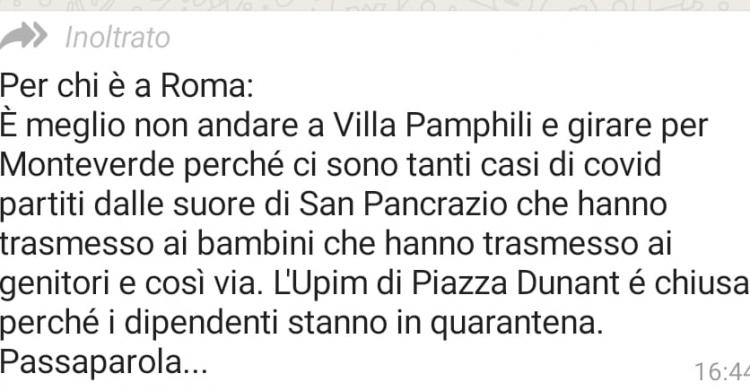 upim piazzale dunant monteverde coronavirus suore san pancrazio