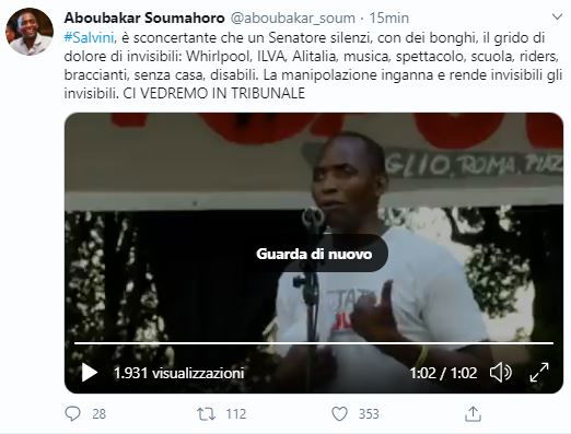 Aboubakar Soumahoro vuole querelare Matteo Salvini per l’aggiunta dei bonghi nel video del suo discorso preview